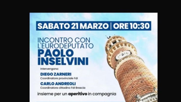 “Aperitivo e due chiacchiere sul referendum”, evento FdI a Brescia in barba al silenzio elettorale