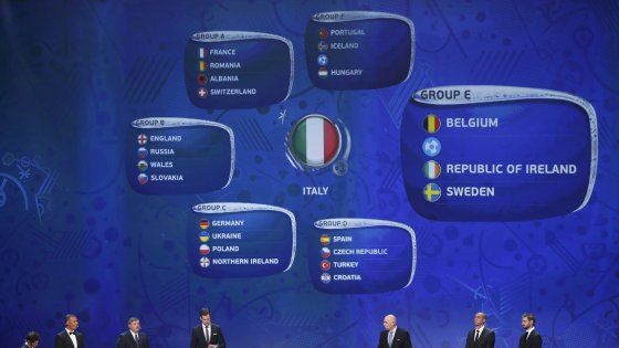 Euro 2016, sorteggio: il Belgio, Ibra e l'Eire sulla strada dell'Italia. Conte: "Balotelli non vede l'ora? Di guardarci in tv..."