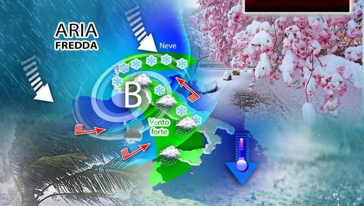 Previsioni meteo, il ciclone del 1° d’aprile porta la neve quasi in pianura