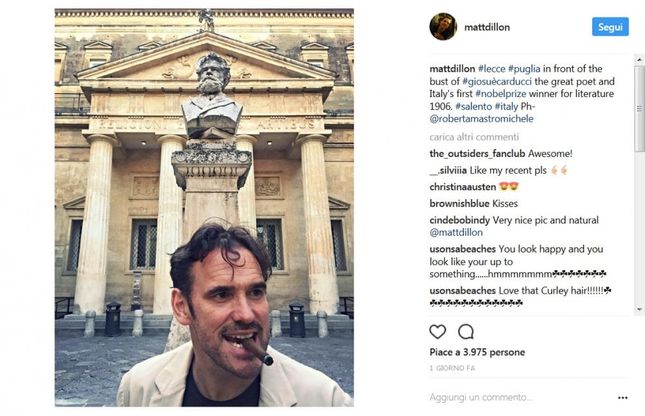 Matt Dillon in Salento, la vacanza è social