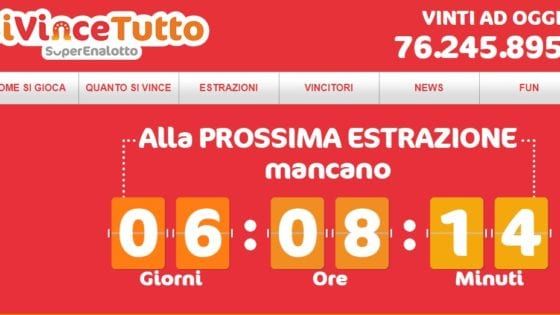 SiVinceTutto SuperEnalotto, l’estrazione di mercoledì 16 dicembre