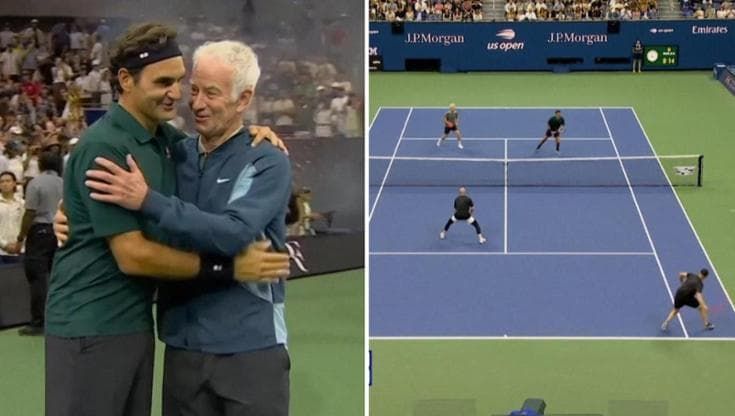 Us Open, lo show di Roger Federer: batte Roddick e fa impazzire la folla in doppio con McEnroe