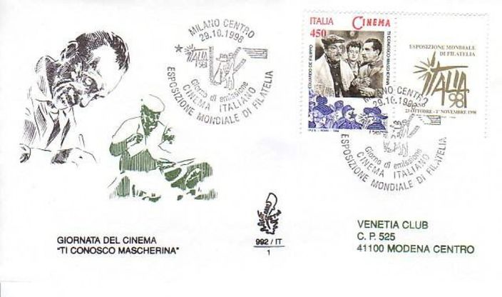 Annullo filatelico per Eduardo De Filippo