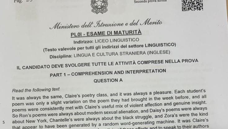 La prova di inglese alla maturità 2026: traduzioni e testi