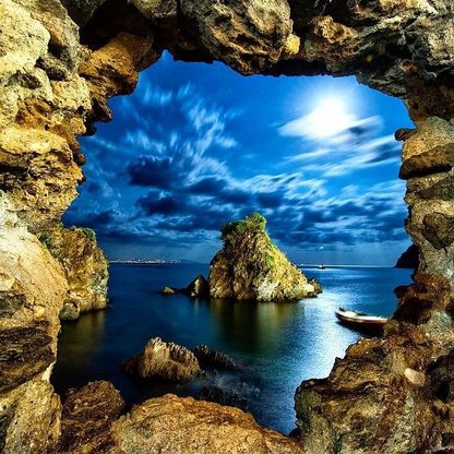 La luna illumina gli scogli di Sant'Anna, incanto a Ischia
