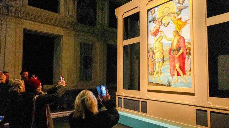 Il “Battesimo di Cristo” del Perugino esposto nella sala Alessi di Palazzo Marino