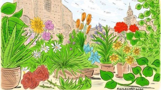 La sfida delle Sardine a Bologna: seimila piante in piazza per il teatro