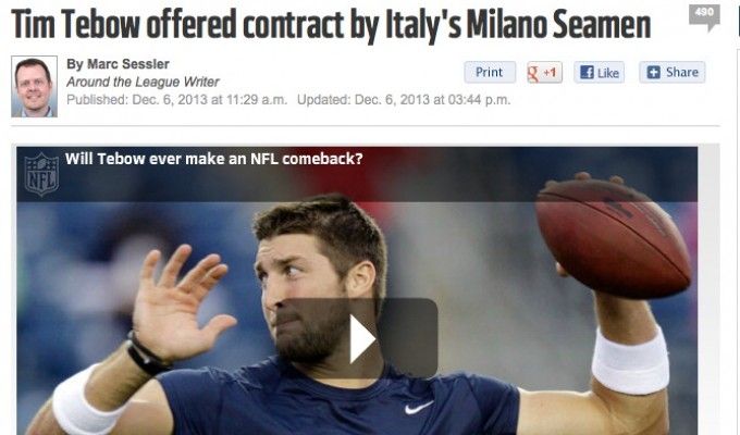Effetto Tebow, Usa e sponsor<br />scoprono l'Italian football
