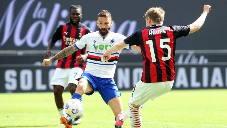 Milan-Sampdoria 1-1: Quagliarella illude i doriani, Hauge salva i rossoneri