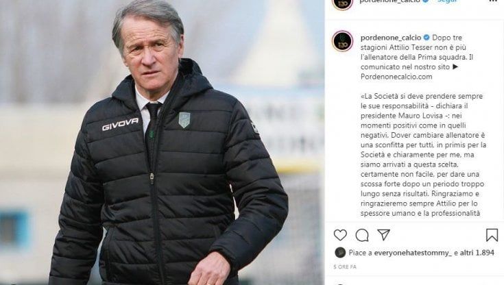 Serie B, il Pordenone cambia tecnico: via Tesser, al suo posto Domizzi