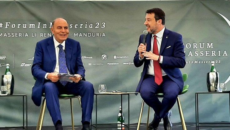 Matteo Salvini in masseria da Vespa: "No al Mes, sì al Ponte sullo Stretto subito". E l'affondo al Ppe: "Scelga tra socialisti e centrodestra"