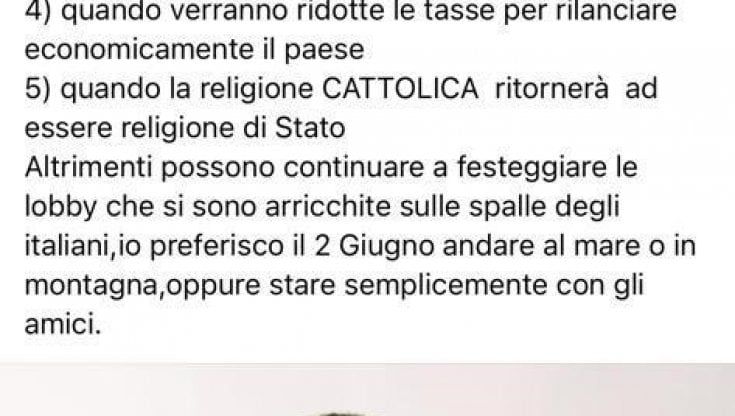 Firenze, il post del leghista "anti-2 giugno"