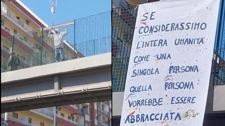 “Vorremmo essere abbracciati”, influencer posiziona uno striscione in centro a Bari: “Spero aiuti”