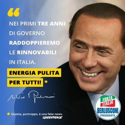 Elezioni, i leader politici non parlano di ambiente: Greenpeace lancia campagna di finti manifesti 