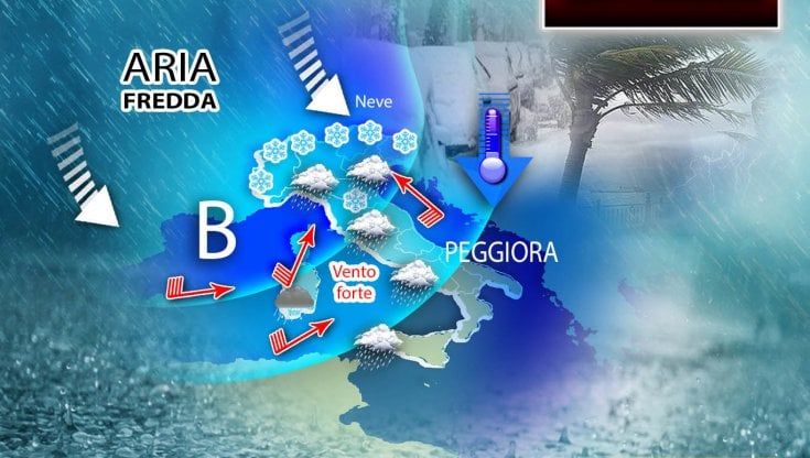 Previsioni meteo, in arrivo 5 giorni di maltempo: pioggia, tanta neve e 15 gradi in meno