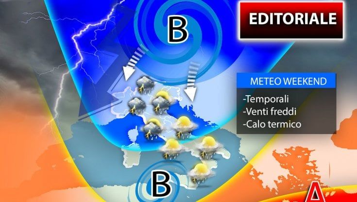 Previsioni meteo, weekend turbolento: irruzione polare con temporali, venti freddi e forte calo termico