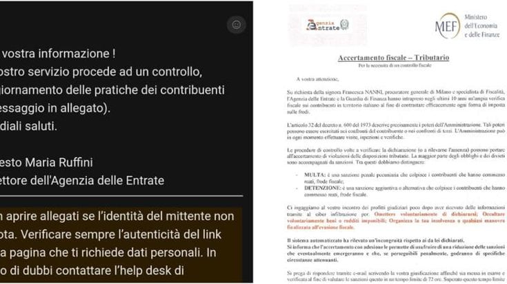 La truffa dell’email che annuncia un controllo dell’Agenzia delle Entrate: “Se non rispondete avvisiamo la procura e la guardia di finanza”