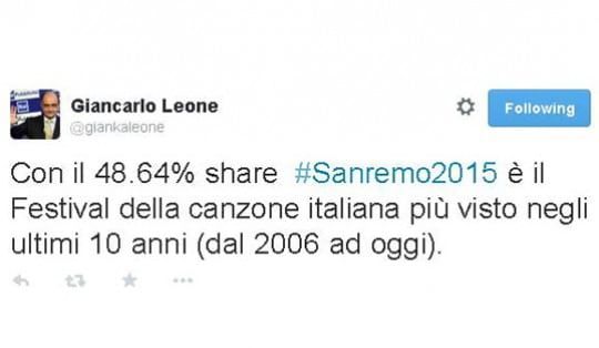 Sanremo, il pi&ugrave; visto degli ultimi dieci anni. 6 milioni di saldo attivo