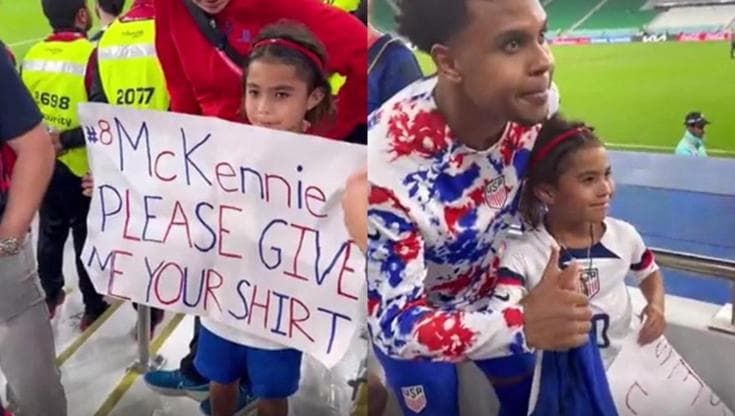 Mondiali, la bambina chiede la maglia dello juventino McKennie. L'incontro tra i due è emozionante