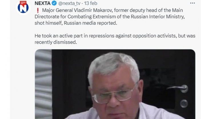 Nuova morte sospetta in Russia, generale suicida: era ex vicecapo del dipartimento per la lotta all'estremismo