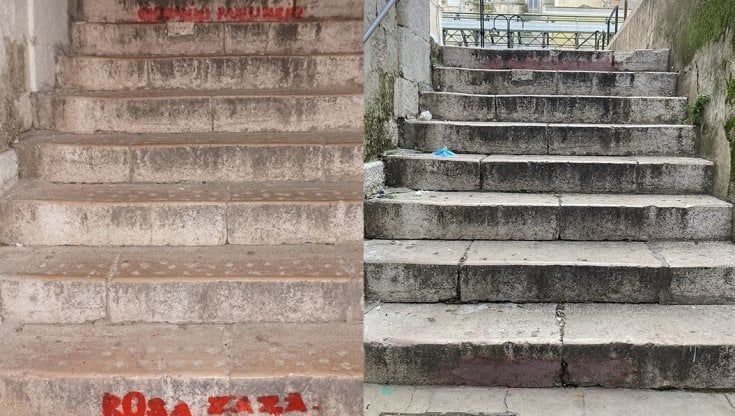 Foggia, cancellati i nomi delle vittime di mafia dalle scalinate: "Ora siamo più poveri. Ma li riscriveremo"