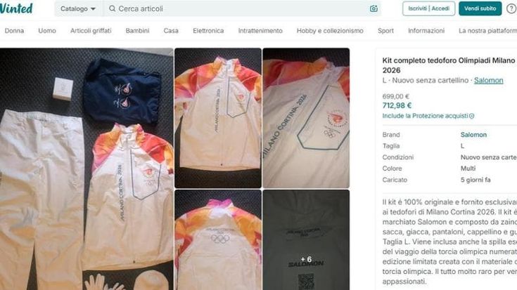 Olimpiadi, i kit dei tedofori rivenduti online: “Anche 700 euro per sacca, tuta, guanti e cappello”