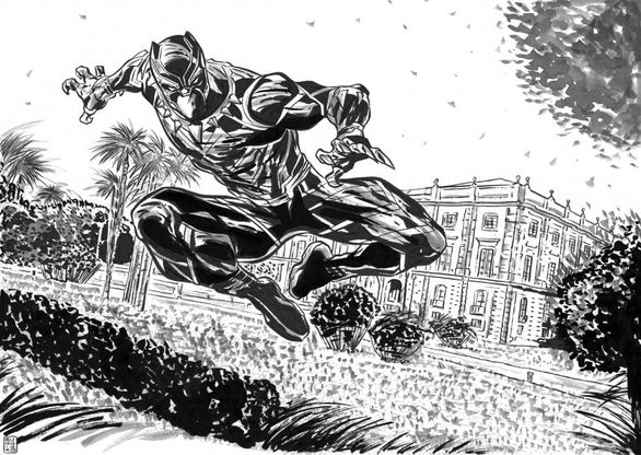Il super eroe Marvel Pantera Nera a Capodimonte