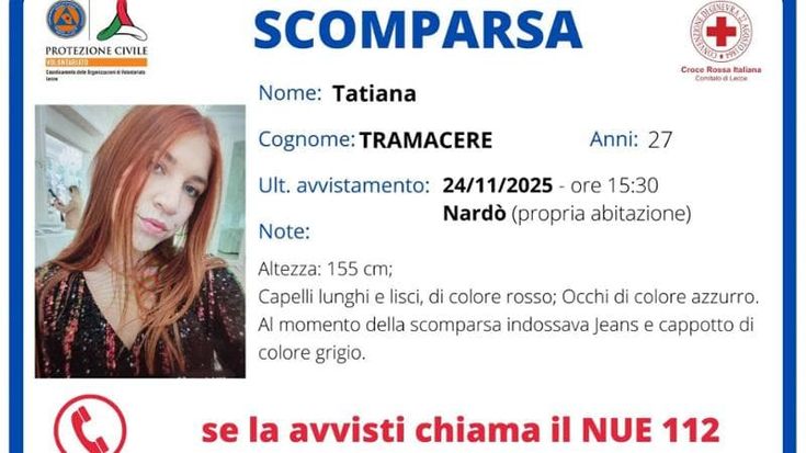 Da 4 giorni nessuna notizia di Tatiana Tramacere, a Nardò famiglia in ansia. Scattate le ricerche