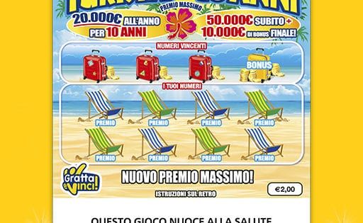 Gratta e Vinci, arriva “New Turista per 10 anni” con una rendita da 2.000 euro al mese e bonus da 60mila euro