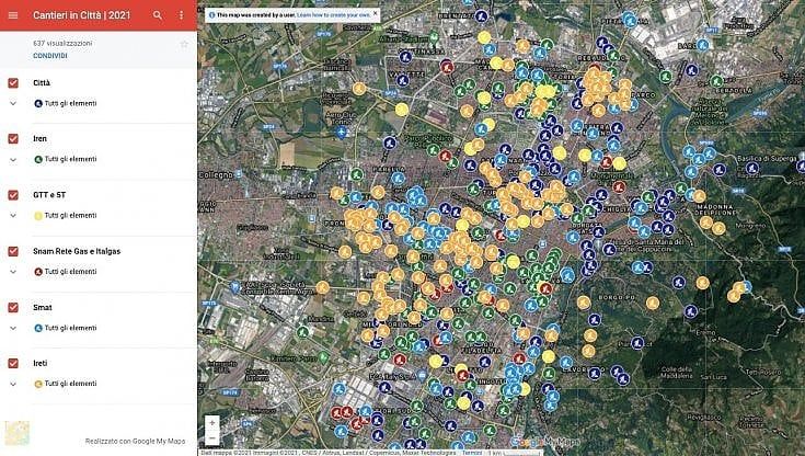 Mille cantieri stradali a Torino: la mappa interattiva per localizzare quelli in corso e quelli che verranno