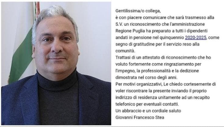 Assessore (e candidato) invia centinaia di mail per offrire un attestato ai pensionati della Regione