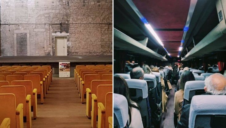 Il teatro cittadino è chiuso da 30 anni, la compagnia porta gli spettatori in trasferta: "Se non c'è bisogna inventarlo"