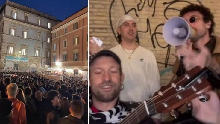 Riapre il bar San Calisto e Carl Brave canta con il megafono: migliaia di persone a Trastevere