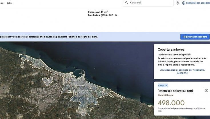 Gli strumenti di Google per difendere Bari dal caldo: dai dati sul potenziale fotovoltaico sui tetti a quelli sulle isole di calore