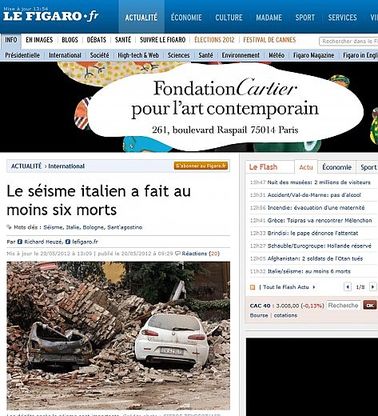 Il terremoto nelle prime pagine del mondo