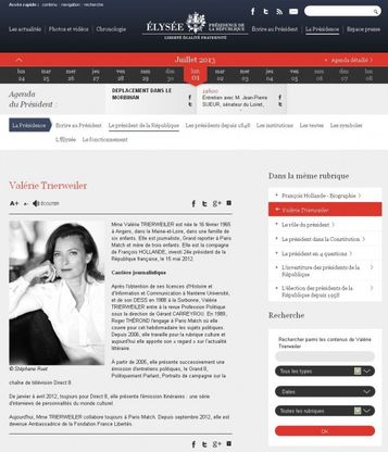 Hollande 'cancella' Val&eacute;rie dal sito dell'Eliseo