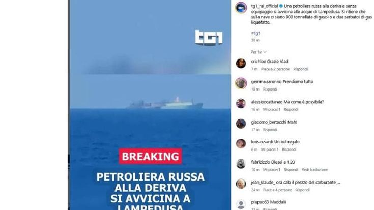 Petroliera russa alla deriva, vertice a Palazzo Chigi. Meloni: “Monitoriamo con Malta”