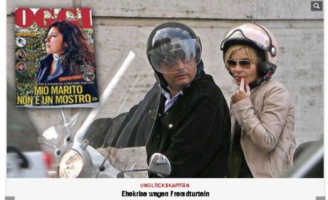 Bild: "Schettino con una giornalista Rai<br />ha abbandonato la nave, e ora la moglie"