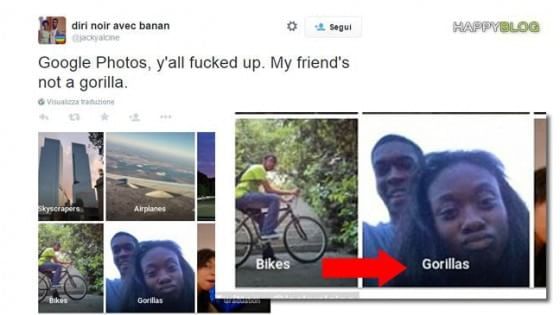 Persone di colore scambiate per gorilla, Google chiede scusa per la gaffe razzista