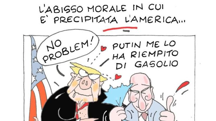 Trump, Putin e il gasolio: la vignetta di Ellekappa