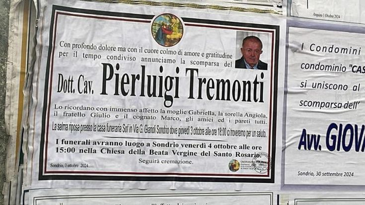 Sondrio, morto a 81 anni Pierluigi Tremonti fratello dell’ex ministro dell’economia Giulio