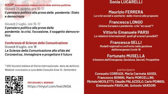 "Dall'emergenza al cambiamento", webinar all'università di Salerno