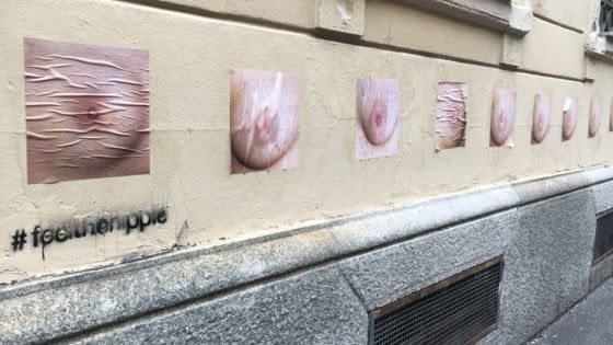 Pavia tappezzata di foto di capezzoli: l'iniziativa di controcensura di due ragazze milanesi 
