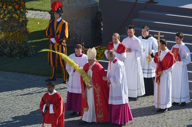Piazza San Pietro gremita di giovani, Papa Francesco benedice le palme 