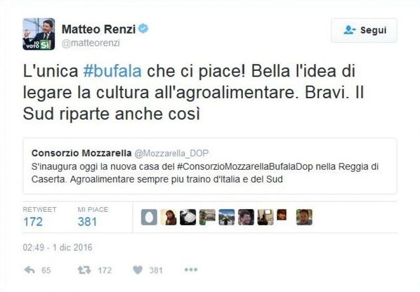 Cultura e agroalimentare, Renzi promuove la Reggia di Caserta: "Il Sud riparte anche così"