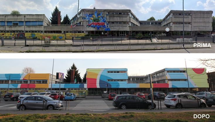 Street art a Milano, Pao e l'esplosione di colori sul muro della scuola media