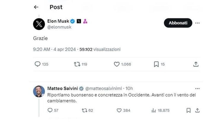 Assist di Salvini a Musk ma Starlink minaccia gli investimenti sulla fibra