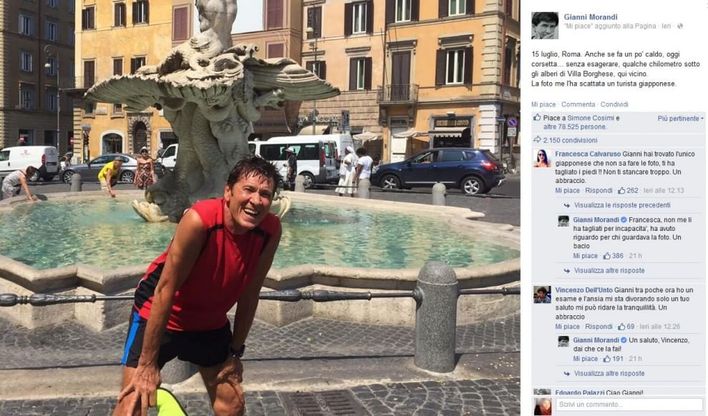 I rimedi di Morandi contro il caldo. E la fan giapponese lo immortala