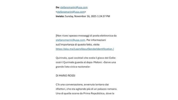 Ecco la mail con le frasi di Garofani inviata ai giornali della destra
