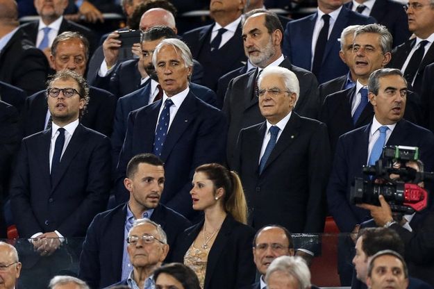 Il Presidente Mattarella in tribuna all'Olimpico